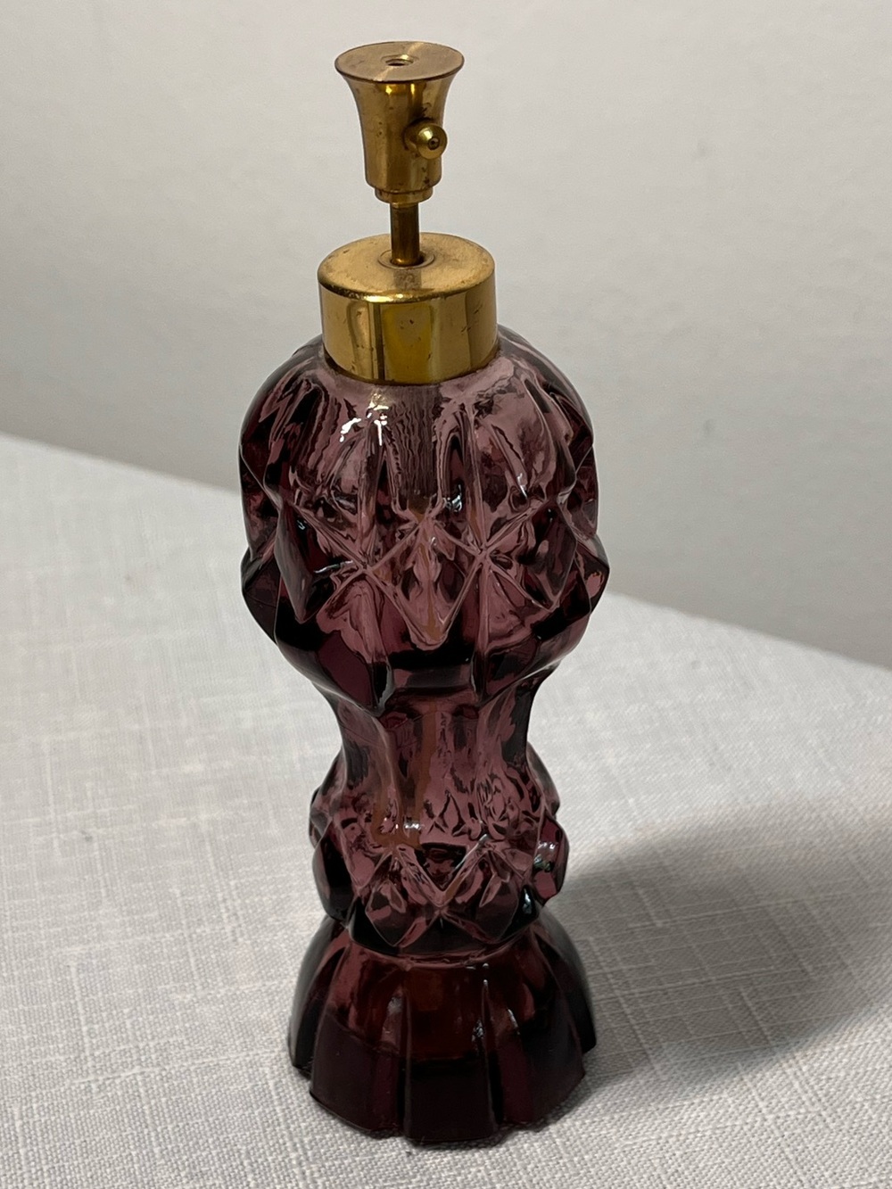 Vintage Purple Glass Atomizer Perfume bottle with Brass Pump
Empty